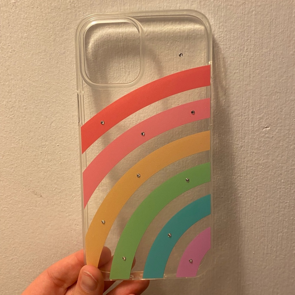 12 Pro Max Clear Rainbow Case with Diamonds